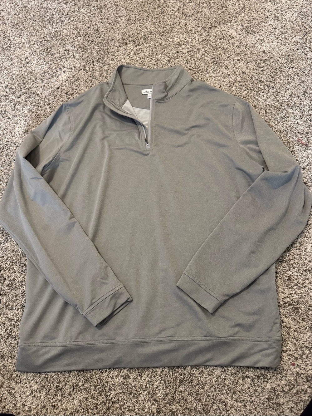 Peter Millar Men's Olive Green Quarter-Zip Performance Pullover